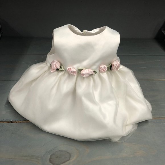 Cinderella Dress 6M White with Pink Roses Tulle